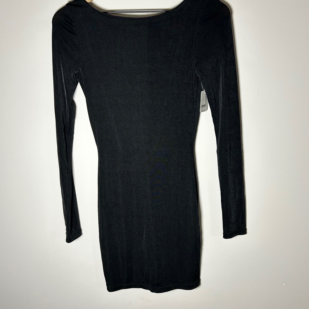 Intimately Free People Mini Dress Womens S Black Long Sleeve Open Back OB2016974